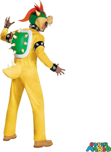 Vista 3 de Disguise Super Mario Bros - Disfraz de Bowser de lujo para adultos Traje de cosplay de Bowser de talla grande para hombre con concha inflable