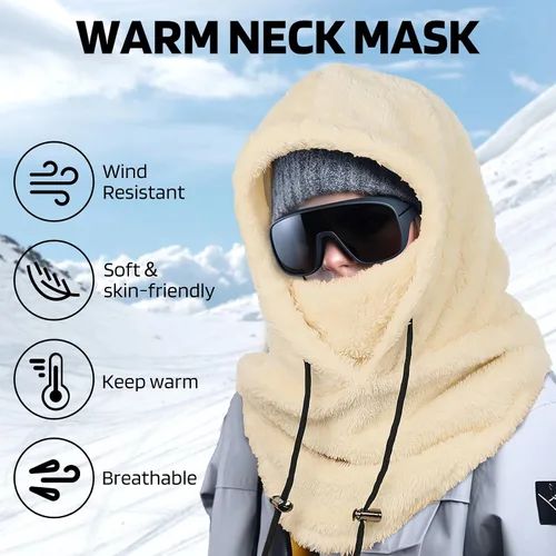 Vista 2 de Balaclava, Winter Face Mask for Men Women Hat Neck, Windproof Fleece Ski Mask Warm Face Cover Scarf Sporty Street Fashion