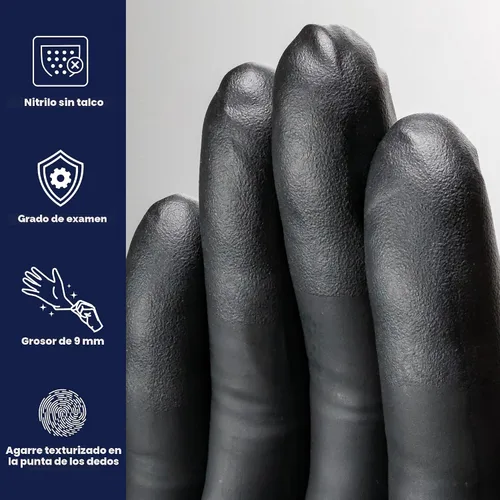 Vista 2 de Adenna Dark Light - Guantes desechables de nitrilo a granel – 9 mil, guantes de goma de trabajo resistentes con agarre texturizado, sin látex y sin
