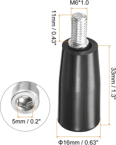 Vista 2 de uxcell Mango giratorio, 1 unids M6x33mm (DXL) roscado tornillo de mano pomos manivela mango para la industria torno fresadora