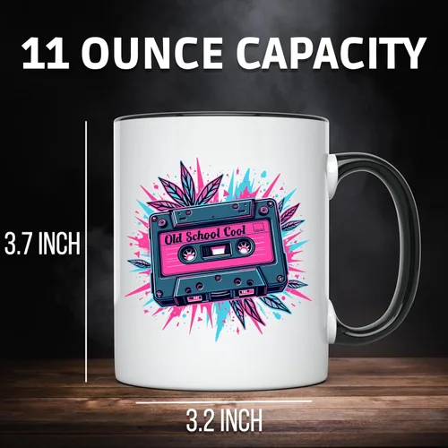 Vista 3 de Taza de café divertida, diseño de cassette para amantes de la música retro, nostalgia musical de los años 80, taza única para músicos, taza