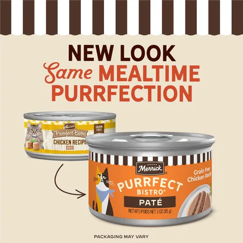Vista 2 de Merrick Purrfect Bistro - Alimento húmedo para gatos adultos, sabor a paté enlatado suave, sin granos, receta de pollo con alto contenido