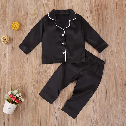 Vista 126 de Conjunto de pijama de manga larga con botones para niña pequeña, conjunto de ropa de dormir