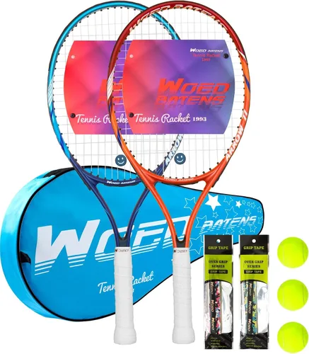 Vista 8 de Raqueta de tenis para niños de 19 pulgadas, 23 pulgadas, 25 pulgadas, raqueta de tenis para jóvenes/jóvenes, con bolsa de transporte, overgrips