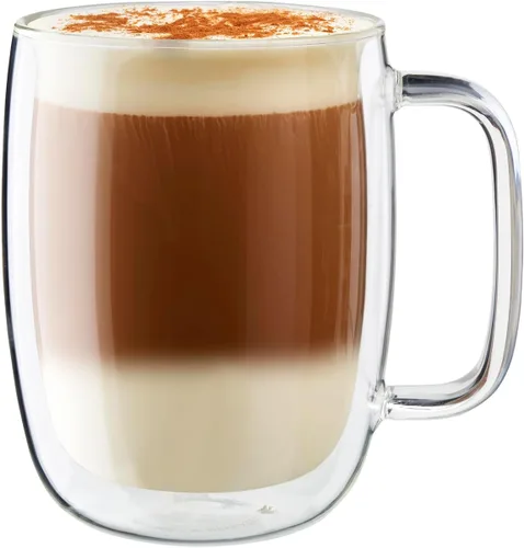 Vista 6 de ZWILLING Sorrento Plus Juego de 2 tazas de vidrio de doble pared para café con leche, 15 oz, 450 ml