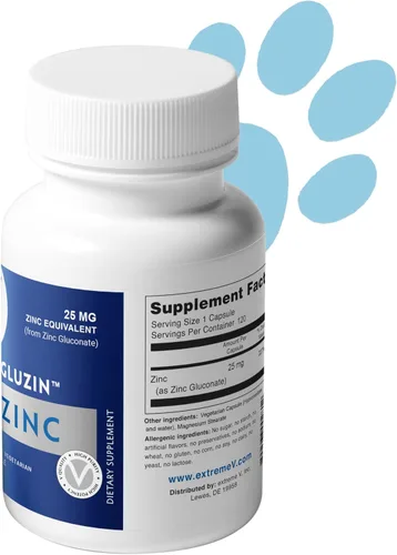 Vista 4 de Gluzina 25mg ZINC Gluconato para PET Zinc Deficiencia - Zinc de grado farmacéutico, cápsulas más pequeñas fáciles de tragar