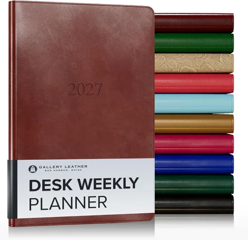Vista 181 de Gallery Leather Planificador Semanal y Mensual Grande 2025-2026, Calendario Planificador y Cuaderno Elegantemente Encuadernado con Elegantes Bordes