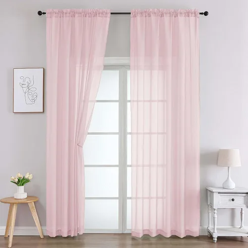 Vista 241 de 2 paneles de cortinas traslúcidas blancas para dormitorio, sala de estar, 96 pulgadas de largo, modernas, suaves, ligeras, con bolsillo para barra