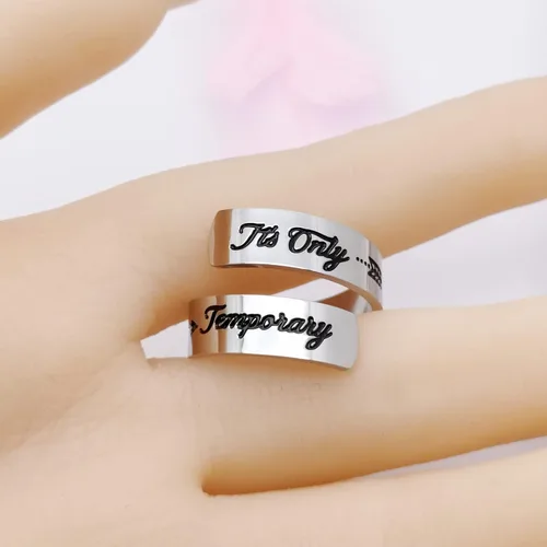 Vista 26 de HOFOYA Anillos inspiradores ajustables de acero inoxidable, anillos de grabado, joyería motivacional, graduación, San Valentín, regalos