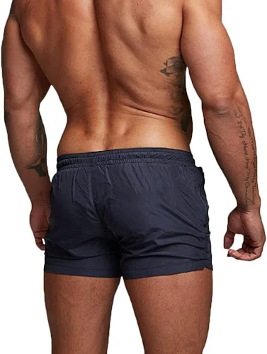 Vista 3 de Rexcyril Pantalones cortos de entrenamiento para hombre, de secado rápido, de 3 pulgadas, para correr, fisicoculturismo, con forro y bolsillos