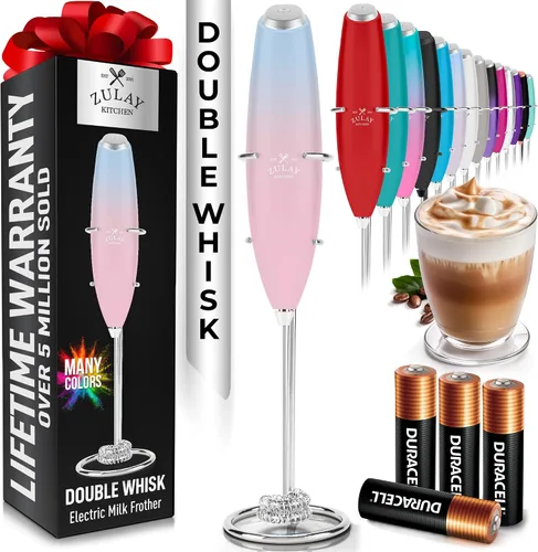 Vista 25 de Zulay Kitchen Potente varita espumadora de leche con 2 baterías Duracell – Mezclador de bebidas portátil ultrarrápido – Máquina de espuma eléctrica