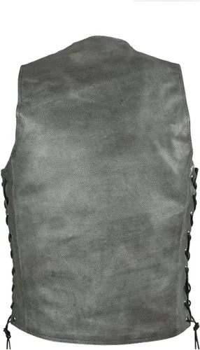 Vista 4 de GARGOYLE BELLS Chaleco de cuero negro para hombre, chaleco de cuero de vaca con forro de motociclista para hombres