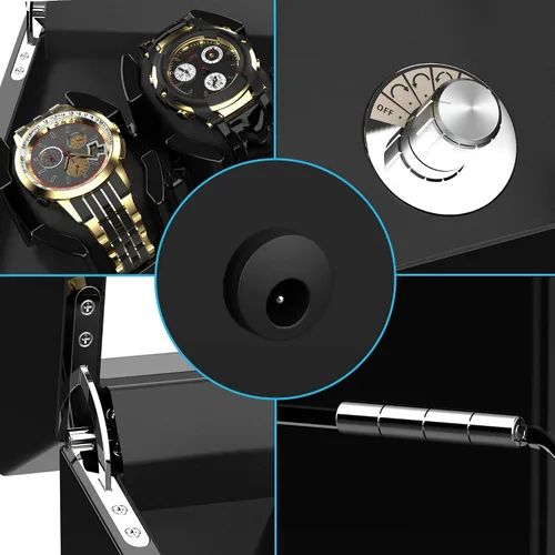 Vista 6 de TRIPLE TREE Enrollador de reloj doble para relojes automáticos, caja automática de reloj con acabado de piano de carcasa de madera, con motor