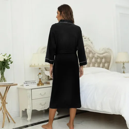 Vista 33 de HEARTNICE - Bata de baño de algodón para mujer, tejido de punto tipo quimono, para el spa, liviana, larga