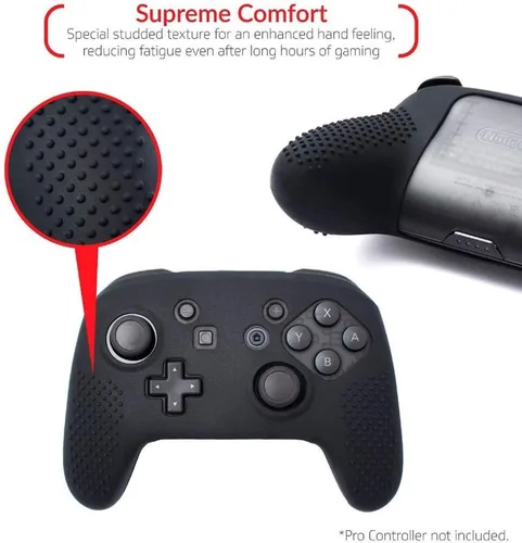 Vista 5 de Cubierta de piel de partícula con tachuelas de silicona suave para Nintendo Switch Pro Controller blanco y negro