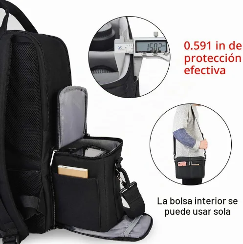 Vista 8 de CADeN Mochila para cámara DSLR, impermeable, antirrobo, con compartimento para laptop de 15.6 pulgadas, puerto de carga USB, soporte para trípode L5