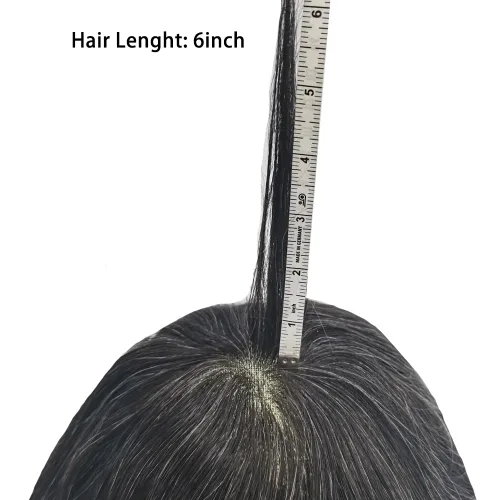 Vista 7 de PUNRU HAIR Completo Swiss Lace Toupee para hombres Sistema de cabello humano real Sistema de reemplazo de cabello humano para hombre Toupee