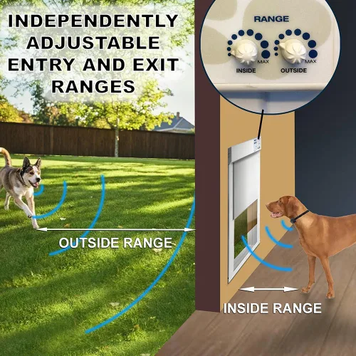 Vista 2 de High Tech Pet - Puerta electrónica automática para mascotas de High Tech Pet – Puerta para perro operada por mascotas, alta seguridad, hermética