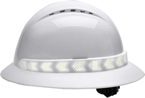 Vista 7 de Casco de ala completa Nsteky con franja reflectante, Casco de trabajo de construcción de seguridad con franja reflectante B NegroA