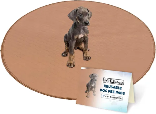 Vista 10 de almohadilla lavable para cachorro 36 pulgadas 36-inch round washable waterproof pee pad, reusable slip-resistant mat for dog potty training and