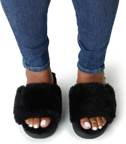 Vista 4 de Dearfoams Women's Fireside Cairns Shearling Easy onOff Slide Sandal Slipper