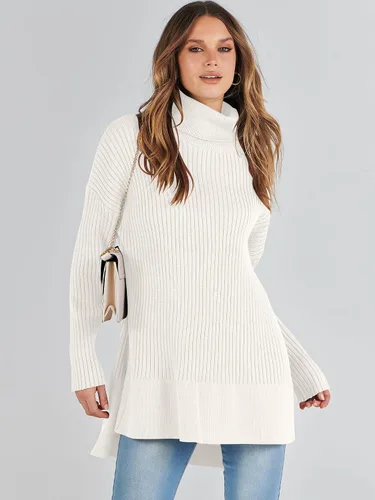 Vista 8 de ANRABESS Suéter de cuello alto de gran tamaño para mujer 2023, suéter de punto acanalado de moda para otoño