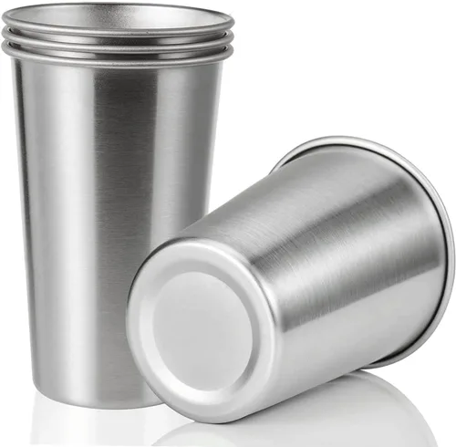 Vista 14 de Paquete de 12 vasos de acero inoxidable de 16 onzas, saludables, irrompibles y apilables, vasos de metal para beber, vasos de cerveza