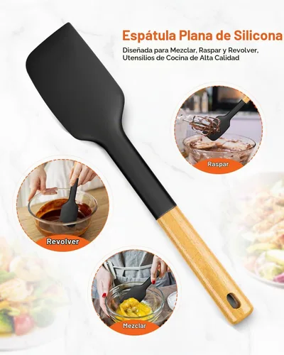 Vista 6 de Badiano Espátula resistente de silicona, raspador de goma para utensilios Negro