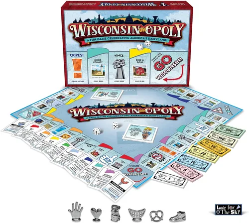 Vista 8 de Late for The Sky Wisconsin-Opoly Juego de mesa - Juego de fiesta de estrategia familiar para 2-6 jugadores, mayores de 8 años - Compra propiedades