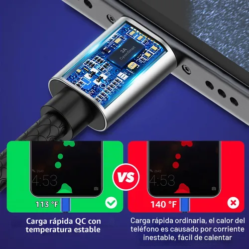 Vista 4 de Cable USB C a USB C【Paquete de 2 de 10 pies】, Cable de carga Usbc a Usbc de 60W/3A Cargador rápido, Adaptador Tipo C a USB para Samsung Galaxy Plata