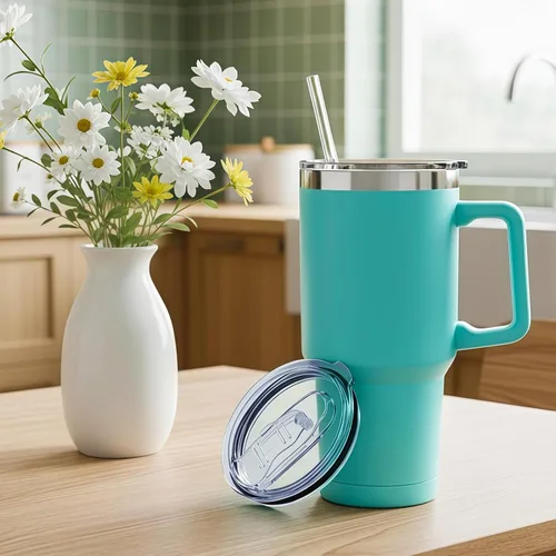 Vista 7 de 1 tapa de repuesto para vaso de 40 onzas, solo compatible con vaso de acero inoxidable Silver Buffalo, reutilizable, a prueba de derrames, apto