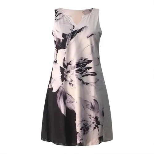 Vista 4 de Sinifer Vestido de verano sin mangas para mujer, con corte frontal, vestido floral