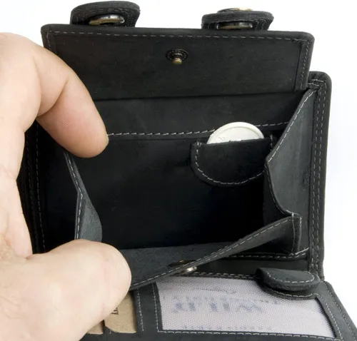 Vista 7 de Cartera de motociclista gris muy oscuro para hombre con cadena de 20 pulgadas de largo para colgar