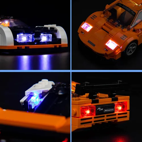 Vista 3 de VONADO Kit de luz LED compatible con Lego Speed Champions Sets 76918, iluminación de bricolaje compatible con Lego McLaren Solus GT
