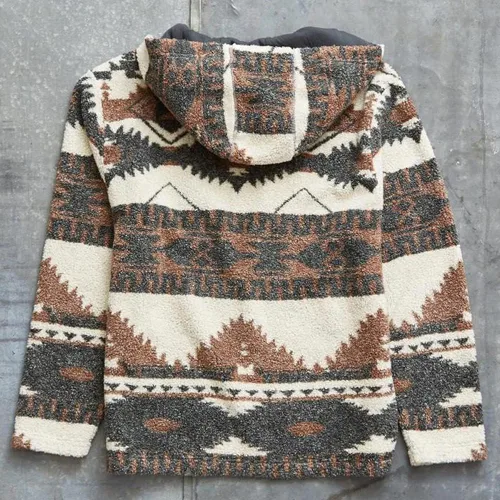 Vista 2 de chouyatou Sudadera con capucha para hombre con estampado azteca tribal con cremallera de 14