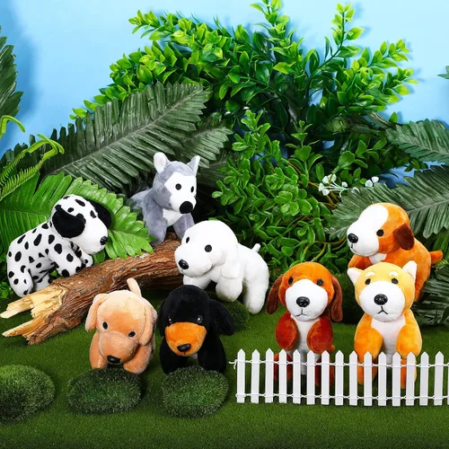 Vista 5 de Sumind 8 piezas de perros de Navidad de peluche, surtido a granel de lindos perritos de peluche de 5 pulgadas, pequeño animal para Navidad