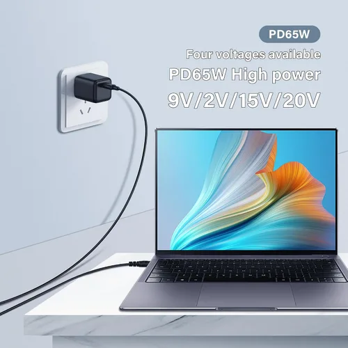 Vista 3 de GINTOOYUN Cable de carga USB C a DC5521 de 65 W PD USB tipo C de entrada a CC 0.217 x 0.083 in, cable de carga de alimentación de salida