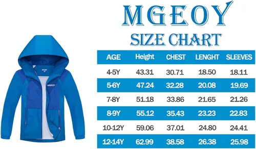 Vista 6 de MGEOY Chamarras impermeables con capucha para niños y niñas