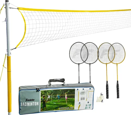 Vista 7 de Franklin Sports Juegos de Red de Bádminton - Patio Trasero al Aire Libre + Playa Red de Bádminton + Juego de Equipo - (4) Raquetas + (2) Volantes +