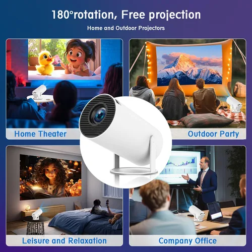 Vista 8 de Mini proyector HY300 PRO, proyector portátil con doble banda WIFI6 5G inalámbrico 5.4 Bluetooth, proyector inteligente compatible 4K 1080P