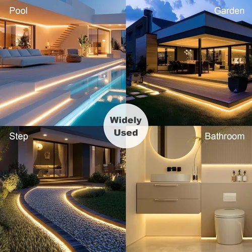 Vista 7 de Tira LED COB de 20 pies para exteriores IP67, impermeable, 6500 K de luz fría DC24V, tiras de cuerda LED flexibles con control remoto y aplicación