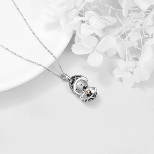 Vista 5 de AXELUNA Fox Necklace Sterling Silver Easter Egg Necklace Fox Pendant Animal Jewelry Gifts for Women Girls Birthday Graduation Gift