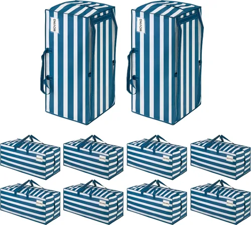 Vista 47 de VENO Paquete de 6 bolsas de mudanza resistentes con correas de mochila, cremalleras y asas, bolsas de embalaje extragrandes para artículos