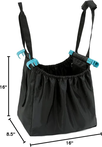 Vista 7 de Handy Sandy Paquete de 3 bolsas de compras reutilizables, bolsas resistentes para carrito de comestibles con clip universal, bolsas plegables