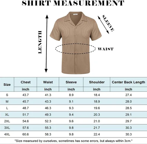 Vista 5 de COOFANDY Camisas casuales con botones para hombre, de manga corta, ajuste regular, a la moda, para campamento y playa