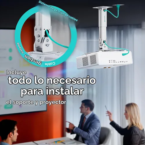 Vista 5 de ONKRON - Soporte de techo para proyector, máximo 22 libras, soporte universal, color blanco