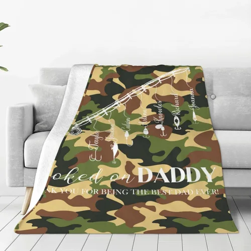 Vista 10 de Manta personalizada para papá con nombres de niños de 1 a 10 años, manta con texto en inglés "Thank You for Being The Best Dad Ever", para el Día