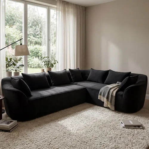 Vista 9 de OUYESSIR Sofá modular de gran tamaño de 111 pulgadas para sala de estar, sofá moderno de felpilla de lujo de 4 plazas, asiento extra profundo, sofá