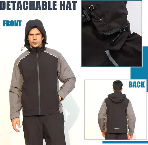 Vista 3 de K.E.J. Chaqueta impermeable de golf para hombre, impermeable, ligera, traje de golf para senderismo, ciclismo, correr, camping, viajes