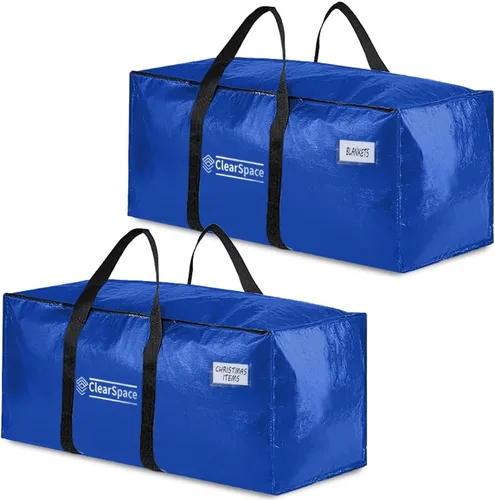 Vista 13 de ClearSpace Bolsas de mudanza o bolsa de almacenamiento de gran tamaño – Cajas grandes para mudanzas con correas de mochila, cremalleras y asas